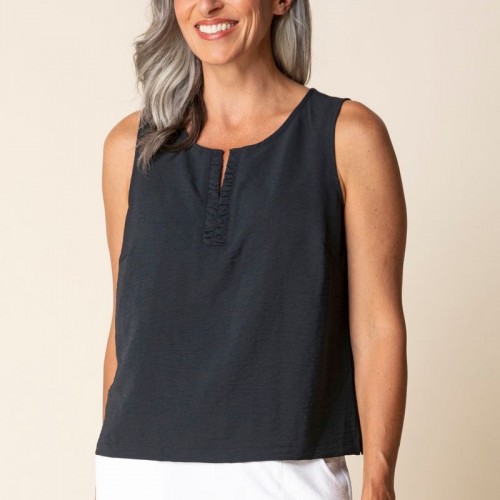 Habitat - Center Shirred Tank - Black