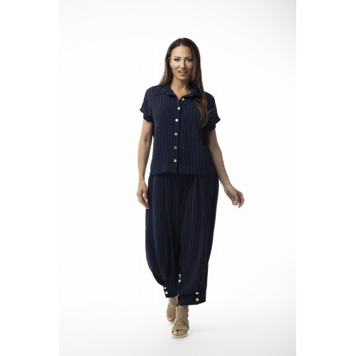 Pure Essence - SS26 - Navy/White Blouse #656-8030