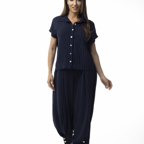 Pure Essence - SS26 - Navy/White Blouse #656-8030