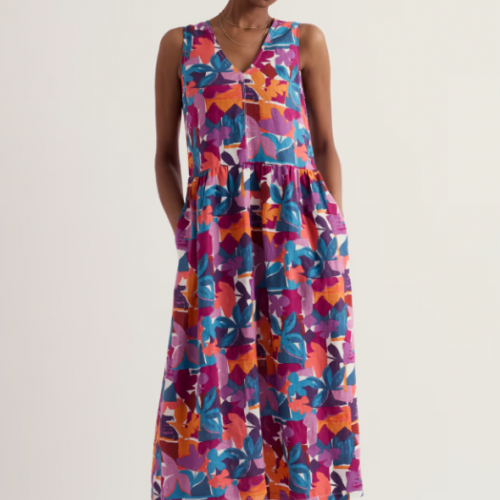 Seasalt - Lowland Heather Dress - Floral Tropic Shapes Chalk