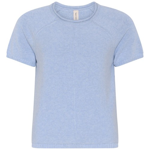 Skovhuus - Short Sleeve Cotton Sweater - Blue Melange