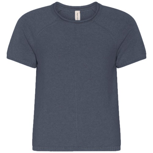 Skovhuus - Short Sleeve Cotton Sweater - Dark Blue Melange