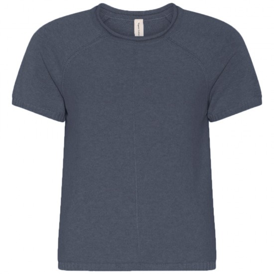 Skovhuus - Short Sleeve Cotton Sweater - Dark Blue Melange