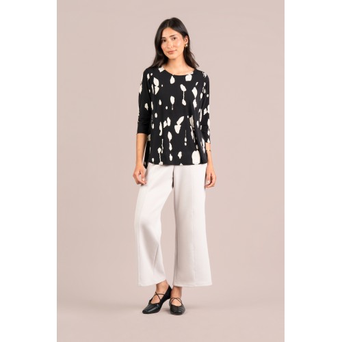 Sympli Go To Classic T Relax 3/4 Sleeve Print Cashew Plaid