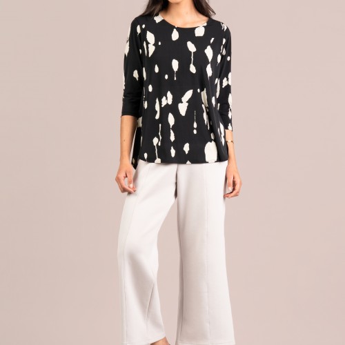 Sympli Go To Classic T Relax 3/4 Sleeve Print Cashew Plaid