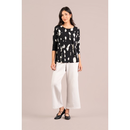Sympli Go To Classic T Relax 3/4 Sleeve Print Cashew Plaid
