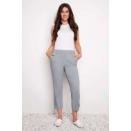 Up! - Navy Stripe Techno Button-Tab Crop - Navy