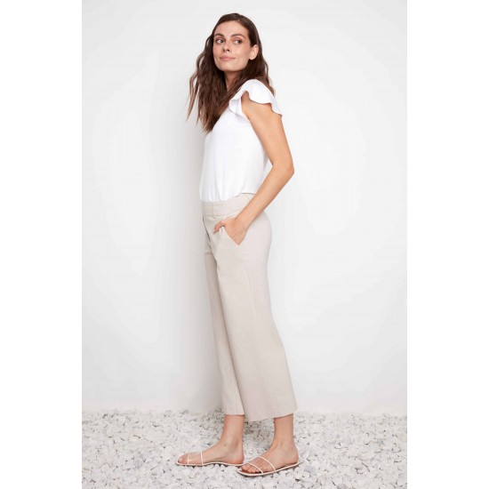 Up! - Linen Effect Techno Wide Leg Crop - Linen