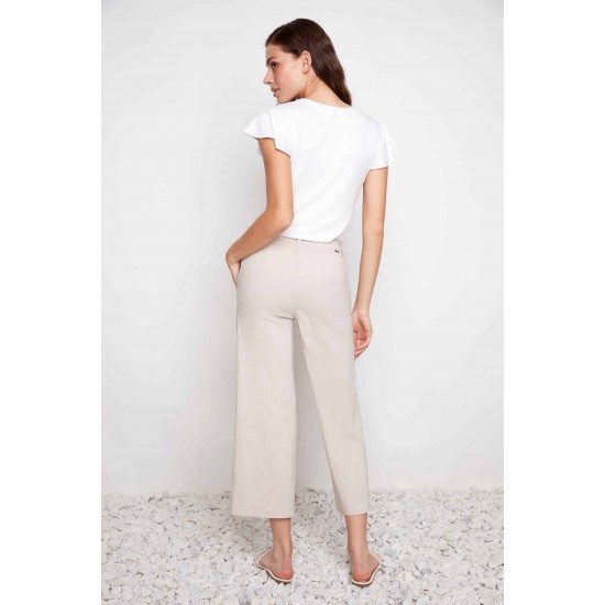 Up! - Linen Effect Techno Wide Leg Crop - Linen