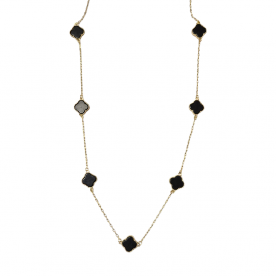 Merx Sofistica Long Necklace - Gold & Crystal/Black