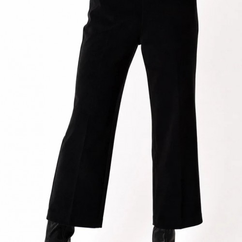 Lisette L - Lightweight Jolie Crepe 30" Wide Leg with Angled Pockets - Black