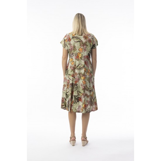 Orientique - Lima Olive Dress - Layers Sleeveless #20-105