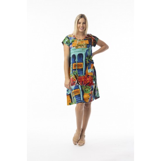 Orientique - Oasis Cotton Dress - Shift Flair Crew #20-152
