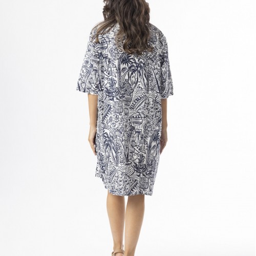 Orientique - Aksharay Navy Dress - Elbow Sleeve #40-221