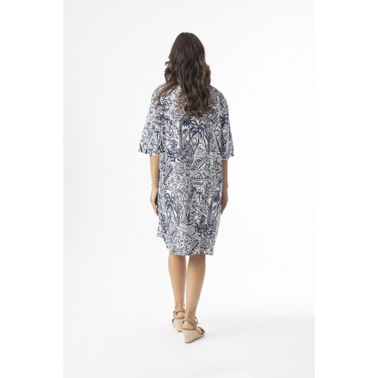 Orientique - Aksharay Navy Dress - Elbow Sleeve #40-221